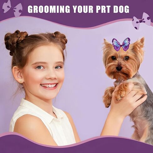 22 Pcs Cute Dog Hair Bows with Elastic Rubber Bands, Small Size Dog Hair Bows for Puppy Hair with Butterfly Flower Pearls Double Bow for Dogs Cats Pets Hair Grooming in Kuwait