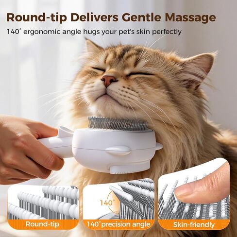 Self Cleaning Shedding Steam Cat Brush, Silicone Scraper Included Dog Brush, primecat, Cat Brushes for Shedding, USB Rechargeable, for Grooming & Haired Pets, Dogs & Cats, White in Kuwait