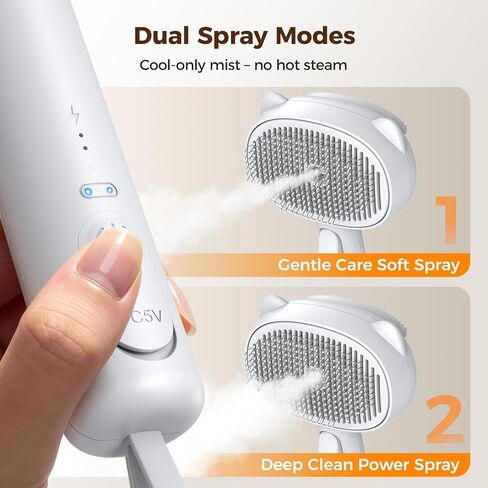 Self Cleaning Shedding Steam Cat Brush, Silicone Scraper Included Dog Brush, primecat, Cat Brushes for Shedding, USB Rechargeable, for Grooming & Haired Pets, Dogs & Cats, White in Kuwait