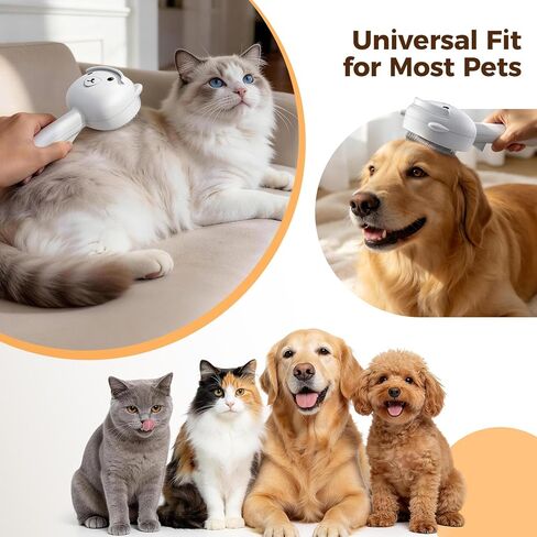 Self Cleaning Shedding Steam Cat Brush, Silicone Scraper Included Dog Brush, primecat, Cat Brushes for Shedding, USB Rechargeable, for Grooming & Haired Pets, Dogs & Cats, White in Kuwait
