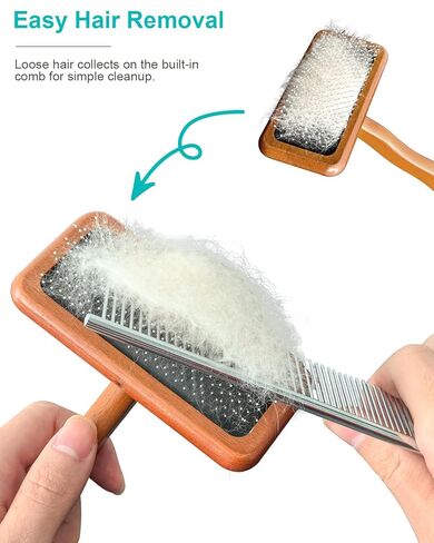 Dog Slicker Brush for Grooming & Shedding, Cat Brush for Short or Medium-Haired Dogs with an Air-Cushion Design and Coated Tips, Suitable for Removing Loose Hair, Tangles, and Knots. in Kuwait