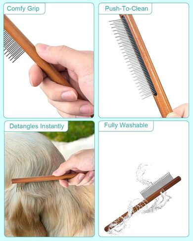 Dog Slicker Brush for Grooming & Shedding, Cat Brush for Short or Medium-Haired Dogs with an Air-Cushion Design and Coated Tips, Suitable for Removing Loose Hair, Tangles, and Knots. in Kuwait