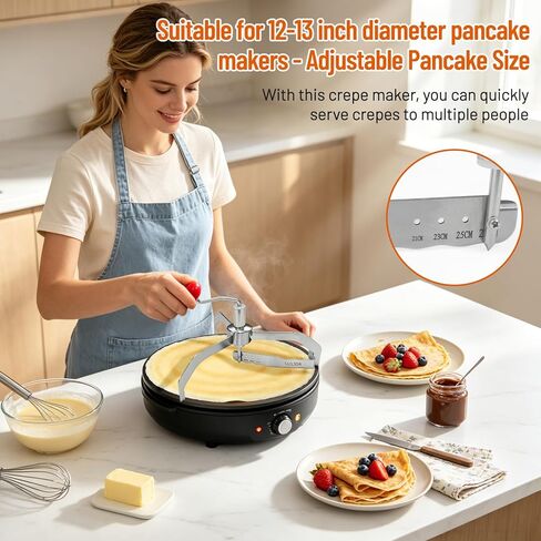 Stainless Steel Crepe Maker and Spreader for 12-13 Inch Crepes, Adjustable Design, Ideal for Home, Restaurants, and Commercial Kitchens in Kuwait