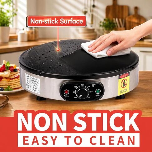 Crepe Makers, 16-Inch Electric Roti and Tortilla Maker, 1600W Large Non-Stick Convex Dome Griddle, Commercial Grade Saj Bread Maker & Crepe Machine, Adjustable Temp up to 460°F,Stainless Steel in Kuwait