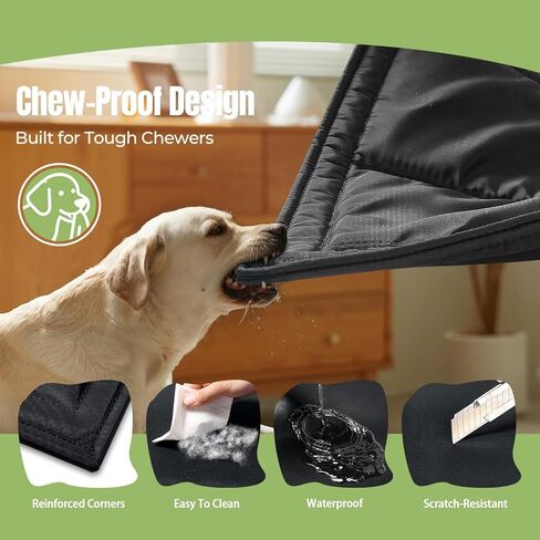 Chew Proof Indestructible Dog Bed, Durable Dog Crate Pad for Aggressive Chewers, Chew Resistant Fabric with Soft 1" 30D Foam Support, Tough Kennel Pad (Black, Medium (22"x35")) in Kuwait