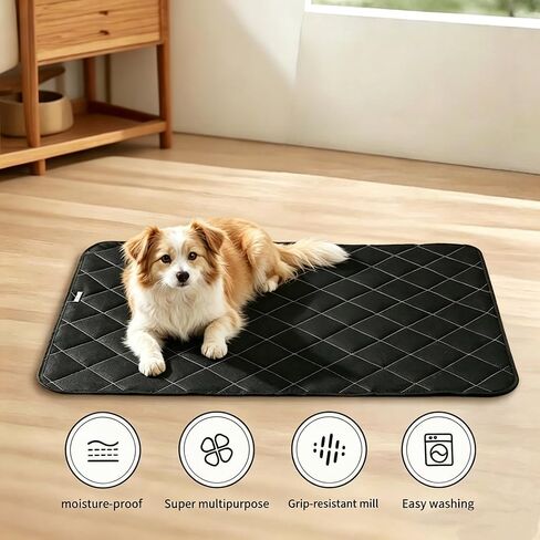 Chew Proof Dog Crate Pad, Indestructible Dog Bed, High Density Chew Proof Crate Pad for Medium Large Dogs, Machine Washable Supportive Mattress, Black (35x26IN) in Kuwait