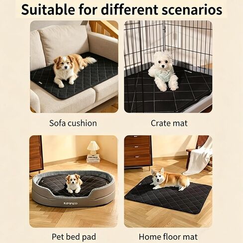 Chew Proof Dog Crate Pad, Indestructible Dog Bed, High Density Chew Proof Crate Pad for Medium Large Dogs, Machine Washable Supportive Mattress, Black (35x26IN) in Kuwait