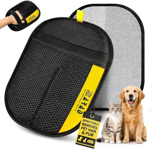 ZARAD Pet Hair Removal Glove for Dogs & Cats – Electrostatic Reusable Dog & Cat Hair Remover Glove | 2-in-1 Pet Grooming Glove & Fur Remover for Furniture (1) in Kuwait