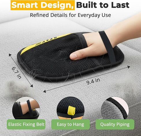 ZARAD Pet Hair Removal Glove for Dogs & Cats – Electrostatic Reusable Dog & Cat Hair Remover Glove | 2-in-1 Pet Grooming Glove & Fur Remover for Furniture (1) in Kuwait