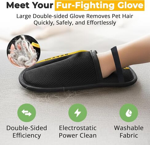 ZARAD Pet Hair Removal Glove for Dogs & Cats – Electrostatic Reusable Dog & Cat Hair Remover Glove | 2-in-1 Pet Grooming Glove & Fur Remover for Furniture (1) in Kuwait