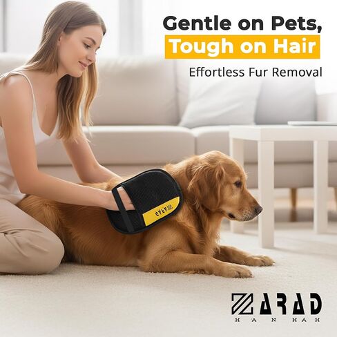 ZARAD Pet Hair Removal Glove for Dogs & Cats – Electrostatic Reusable Dog & Cat Hair Remover Glove | 2-in-1 Pet Grooming Glove & Fur Remover for Furniture (1) in Kuwait