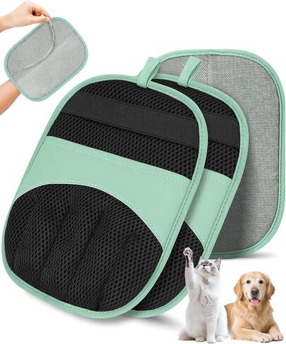 Magic Brush Glove Pet Hair - 2 Pack Electrostatic Grooming Removal Gloves for Dogs and Cats, The Magic Brush Pure Path Yomi Pet Grooming Needs, Fur Remover for Furniture, Clothes (Green) in Kuwait