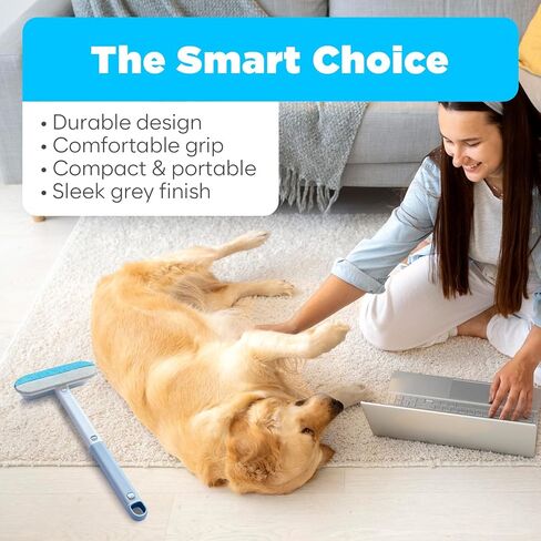 Pet Hair Removal Tool, Reusable Pet Hair Remover for Furniture, Couch, Carpet & Bedding, 17.3" Handle, Wide 7.3" Head, Mini Detail Brush, Easy Clean in Kuwait