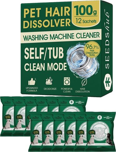 Pet Hair Dissolver for Washing Machine, Pet Hair Remover for Laundry, 96.7% Dissolution Rate, Dog Hair Remover, Cat Hair Remover, Up to 12 Months of Use, HE/Top/Front-Load Compatible, Septic Safe in Kuwait