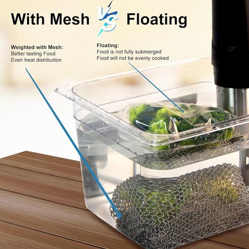 Sous Vide Weights, Sous Vide Sinker, (1.2 LB) Stainless Steel Weights Net Includes 4 Clips for Convenient Sous Vide Cooking Solution Keep Food Submerged - 13.4 X 13.4 inch in Kuwait
