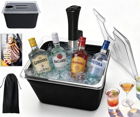 طباخ CATTLEMAN Sous Vide، مبرد النبيذ، 1000 وات، طقم Sous Vide مع حاوية، دائرة غمر، حاوية Sous Vide سعة 12 لترًا مع غطاء وغطاء من النيوبرين، درجة حرارة ومؤقت دقيق، تسخين سريع in Kuwait