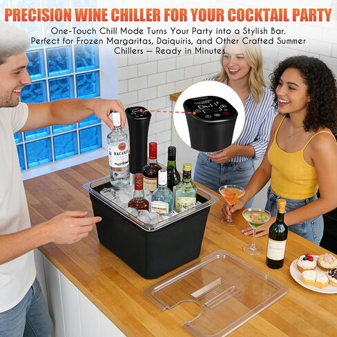طباخ CATTLEMAN Sous Vide، مبرد النبيذ، 1000 وات، طقم Sous Vide مع حاوية، دائرة غمر، حاوية Sous Vide سعة 12 لترًا مع غطاء وغطاء من النيوبرين، درجة حرارة ومؤقت دقيق، تسخين سريع in Kuwait