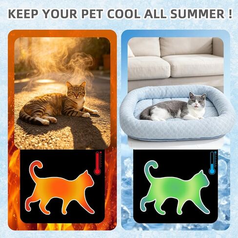 Cat Cooling Mat, Summer Cooling Pet Bed Mat for Cats or Small Dogs Puppy, 23.6"x19.7" Calming Anxiety Relief Small Dog Bed with 3D Sensory Dot,Soft & Comfortable Pet Pad with Anti-Slip Bottom in Kuwait