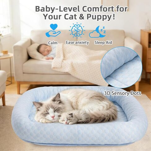 Cat Cooling Mat, Summer Cooling Pet Bed Mat for Cats or Small Dogs Puppy, 23.6"x19.7" Calming Anxiety Relief Small Dog Bed with 3D Sensory Dot,Soft & Comfortable Pet Pad with Anti-Slip Bottom in Kuwait