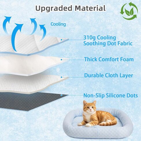Cat Cooling Mat, Summer Cooling Pet Bed Mat for Cats or Small Dogs Puppy, 23.6"x19.7" Calming Anxiety Relief Small Dog Bed with 3D Sensory Dot,Soft & Comfortable Pet Pad with Anti-Slip Bottom in Kuwait