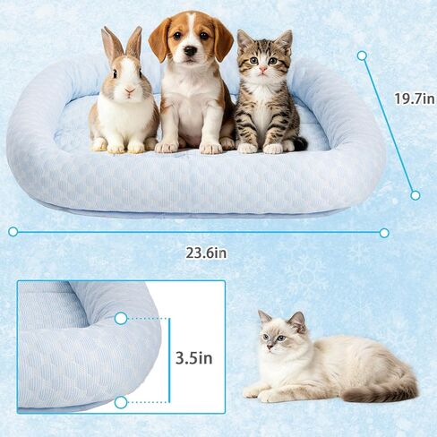 Cat Cooling Mat, Summer Cooling Pet Bed Mat for Cats or Small Dogs Puppy, 23.6"x19.7" Calming Anxiety Relief Small Dog Bed with 3D Sensory Dot,Soft & Comfortable Pet Pad with Anti-Slip Bottom in Kuwait