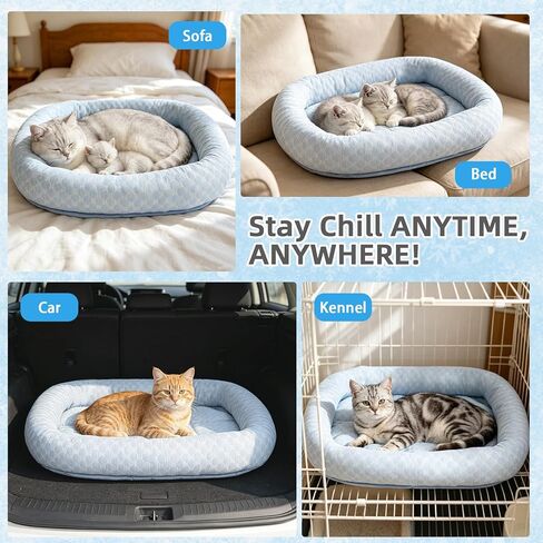 Cat Cooling Mat, Summer Cooling Pet Bed Mat for Cats or Small Dogs Puppy, 23.6"x19.7" Calming Anxiety Relief Small Dog Bed with 3D Sensory Dot,Soft & Comfortable Pet Pad with Anti-Slip Bottom in Kuwait