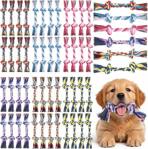 100 Pieces Knot Rope Dog Toys, Cotton Dog Rope Toys Bulk, Multi Color Puppy Chew Toy, Ropes Dogs Toyss for Aggressive Chewers Durable Puppy Tug of War Toy with Knot for Small and Medium Dogs in Kuwait