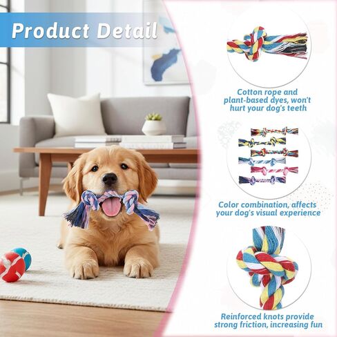 100 Pieces Knot Rope Dog Toys, Cotton Dog Rope Toys Bulk, Multi Color Puppy Chew Toy, Ropes Dogs Toyss for Aggressive Chewers Durable Puppy Tug of War Toy with Knot for Small and Medium Dogs in Kuwait