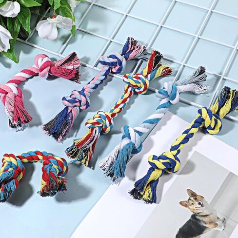 100 Pieces Knot Rope Dog Toys, Cotton Dog Rope Toys Bulk, Multi Color Puppy Chew Toy, Ropes Dogs Toyss for Aggressive Chewers Durable Puppy Tug of War Toy with Knot for Small and Medium Dogs in Kuwait
