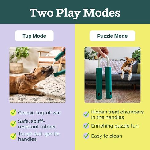 WOOF Nomchucks - لعبة مزدوجة لإثراء تغذية الألغاز ولعبة شد مع 3 مناطق تفاعلية - مصممة بحبل نايلون طويل الأمد ومطاط طبيعي - أزواج من حلوى الألغاز in Kuwait