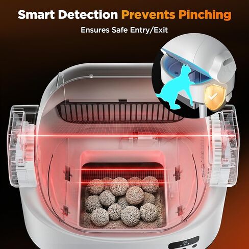 Self Cleaning Cat Litter Box, Open-Top Automatic Robot Litter Box for Multiple Cats with App Control, Safety Sensors Protection, Includes Liners, Digital Screen, Washable Sifter &Cat Pedal in Kuwait