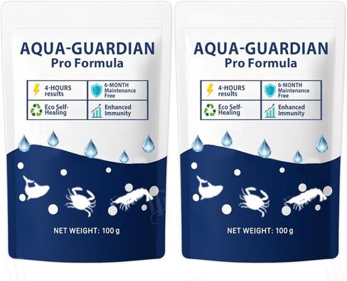 Aqua Guardian Pro Formula for Pond, Aquatic Care Powder for Pond and Aquarium, Easy Mix Water Care Support for Fish, Shrimp & Crab, Maintenance Friendly Pond Water Treatment (2 PCS) in Kuwait