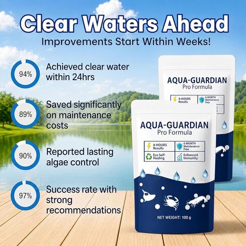 Aqua Guardian Pro Formula for Pond, Aquatic Care Powder for Pond and Aquarium, Easy Mix Water Care Support for Fish, Shrimp & Crab, Maintenance Friendly Pond Water Treatment (2 PCS) in Saudi Arabia