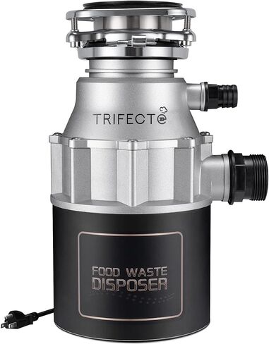Trifecte Garbage Disposal 1/2 HP for Sink, Continuous Feed Food Waste Disposer with Power Cord, Faster and Powerful 0.5 HP Kitchen Waste Grinder with Dishwasher Hookup, Matte Black in Kuwait