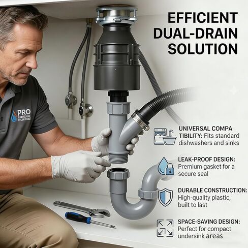 Kitchen Sink Drain Pipe Adapter Wye, 1-1/2 Inch Slip Joint Y-Shaped Connector with 1 Inch Dishwasher Input, Leak-Proof PP Material Strainer Fitting for Drain Waste Trap in Kuwait