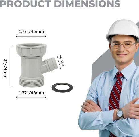 Kitchen Sink Drain Pipe Adapter Wye, 1-1/2 Inch Slip Joint Y-Shaped Connector with 1 Inch Dishwasher Input, Leak-Proof PP Material Strainer Fitting for Drain Waste Trap in Kuwait