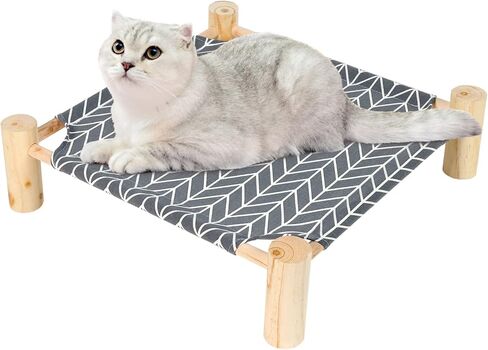 Patas Lague Cat and Dog Hammock Bed for Small Dogs, Brethable Wooden Cat Pet Rabbit Elevated Cooling Outdoor Bed Cots Furniture for Summer Arrow in Saudi Arabia