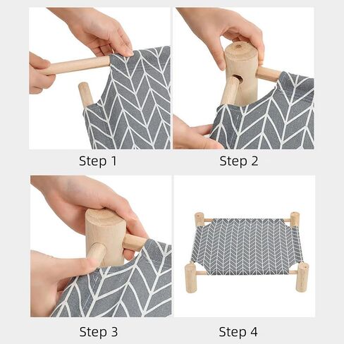 Patas Lague Cat and Dog Hammock Bed for Small Dogs, Brethable Wooden Cat Pet Rabbit Elevated Cooling Outdoor Bed Cots Furniture for Summer Arrow in Saudi Arabia