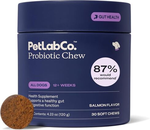 PetLab Co. Probiotics for Dogs, Support Gut Health, Occasional Diarrhea, Digestive Health & Seasonal Allergies - Salmon Flavor - Packaging May Vary - 30 Soft Chews in Kuwait