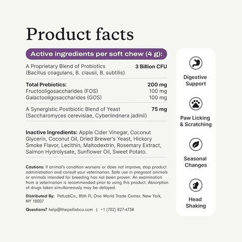 PetLab Co. Probiotics for Dogs, Support Gut Health, Occasional Diarrhea, Digestive Health & Seasonal Allergies - Salmon Flavor - Packaging May Vary - 30 Soft Chews in Kuwait