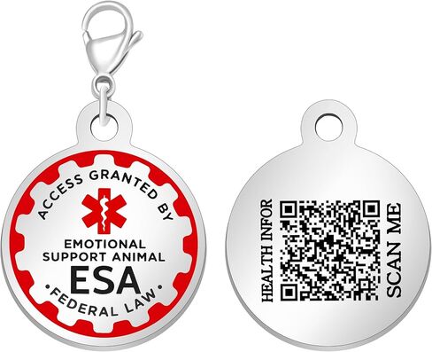 علامة ESA Gold - محمية بموجب القانون، بطاقة تعريف الحيوانات الأليفة للدعم العاطفي، يمكن ربطها بسهولة بالطوق، والسرج وسترة الخدمة، علامة طوق ESA خفيفة الوزن جاهزة للسفر YA6312-Gold in Kuwait
