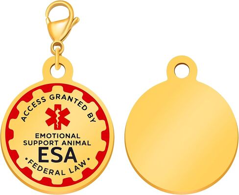 علامة ESA Gold - محمية بموجب القانون، بطاقة تعريف الحيوانات الأليفة للدعم العاطفي، يمكن ربطها بسهولة بالطوق، والسرج وسترة الخدمة، علامة طوق ESA خفيفة الوزن جاهزة للسفر YA6312-Gold in Kuwait