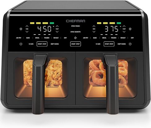 Chefman Air Fryer 6-in-1, XL 14-Quart Multifunctional Airfryer with Touchscreen Controls, Rotisserie, Food Dehydrator, Convection Oven, Bake, Broil, and Reheat Functions, Windowed Door – Black in Kuwait