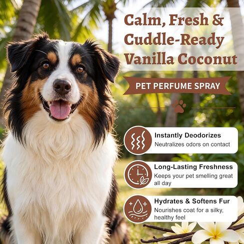 Dog Perfume & Cologne Spray – Long-Lasting Vanilla Coconut Scent, Alcohol-Free Deodorizing Spray, Gentle Grooming Mist, Fur Condition & Coat Fresh, Non-sticky, Dogs & Cats, 4.06 fl.oz in Kuwait