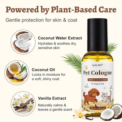 Dog Perfume & Cologne Spray – Long-Lasting Vanilla Coconut Scent, Alcohol-Free Deodorizing Spray, Gentle Grooming Mist, Fur Condition & Coat Fresh, Non-sticky, Dogs & Cats, 4.06 fl.oz in Kuwait