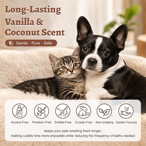 Dog Perfume & Cologne Spray – Long-Lasting Vanilla Coconut Scent, Alcohol-Free Deodorizing Spray, Gentle Grooming Mist, Fur Condition & Coat Fresh, Non-sticky, Dogs & Cats, 4.06 fl.oz in Kuwait