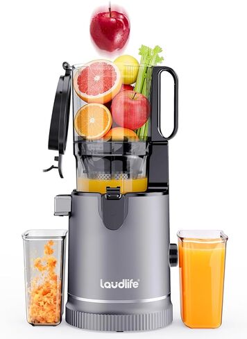 LAUDLIFE Cold Press Juicer Machine, 5.9" Wide Feed Chute Juice Extractor, 80 oz Large Hopper, Easy to Clean & High Juice Yield, BPA Free, Slow Masticating Juicer for Whole Fruits & Vegetables in Kuwait
