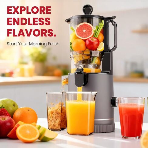 LAUDLIFE Cold Press Juicer Machine, 5.9" Wide Feed Chute Juice Extractor, 80 oz Large Hopper, Easy to Clean & High Juice Yield, BPA Free, Slow Masticating Juicer for Whole Fruits & Vegetables in Kuwait