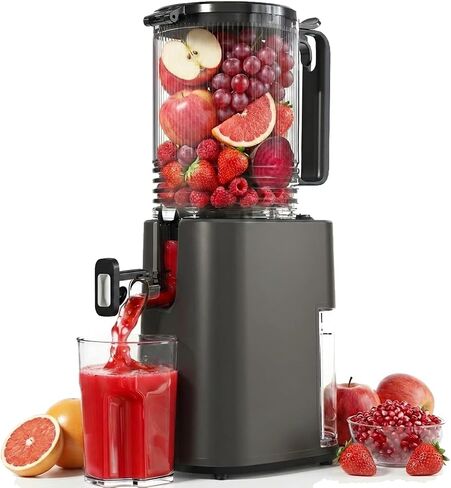 Cold Press Juicer, 5.5inch Wide Feed Chute Juicer Machine, Slow Masticating Juicer for Whole Vegetables & Fruits, Black in Kuwait