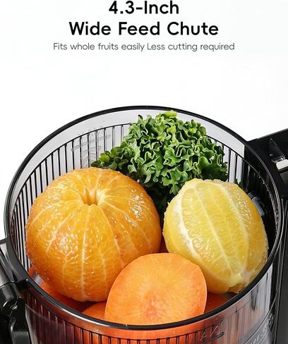FORLIM High-Yield Cold Press Juicer, Easy to Clean, Powerful Juicer Machines with Large Feed Chute for Whole Vegetables and Fruits, Self Feeding (Black) in Kuwait